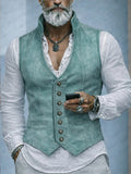 Vintage Suede Stand Collar Suit Vest