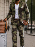 Modern Side Stripe Camo Blazer Pants Set