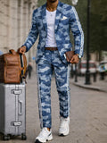 Modern Side Stripe Camo Blazer Pants Set