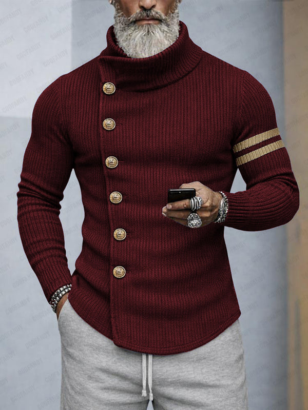 Premium Contrast Color Turtleneck Knit Top