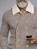 Casual Double Breasted Stripe Knit Cardigan