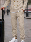 Casual Ribbed Double Breasted Jacket Pants Set