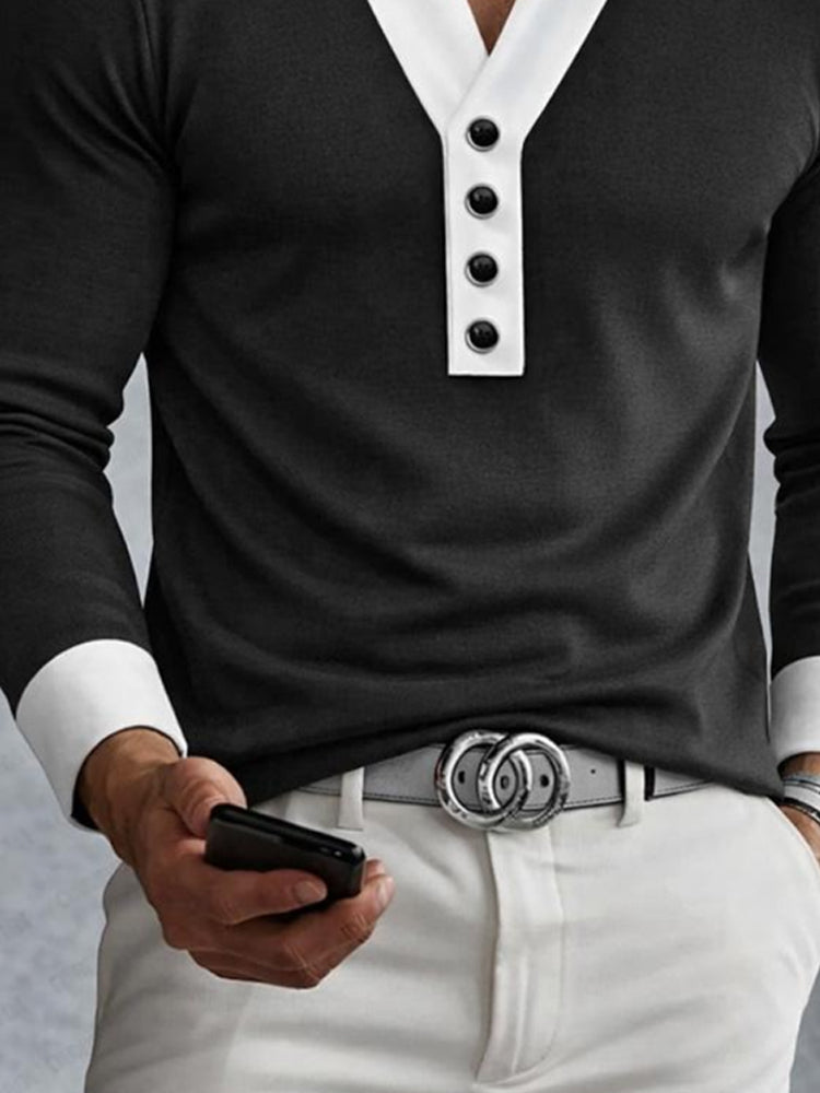 Casual Versatile Contrast Color Undershirt White / XXL