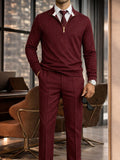 Urban Casual Stripe Polo Shirt and Pants Set