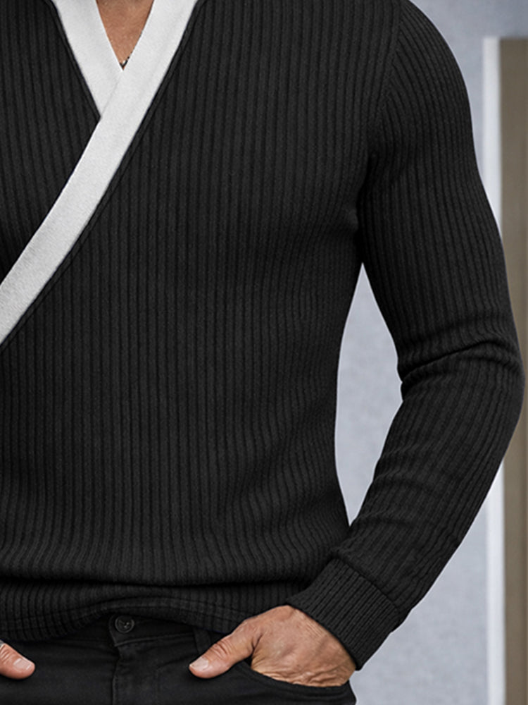 Slim Fit Contrast Color Neck Knit Top – COOFANDY