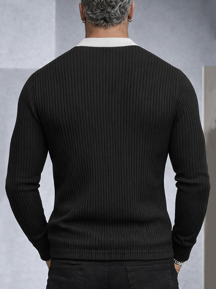 Slim Fit Contrast Color Neck Knit Top – COOFANDY