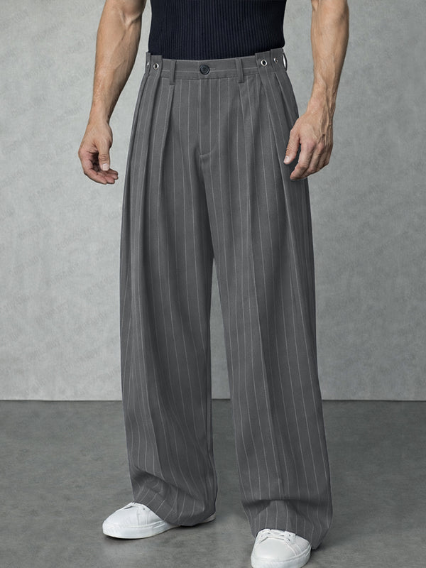Modern Loose Fit Pinstripe Suit Pants