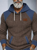 Casual Denim Patchwork Knit Hoodie
