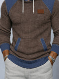 Casual Denim Patchwork Knit Hoodie