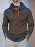 Casual Denim Patchwork Knit Hoodie