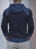 Casual Denim Patchwork Knit Hoodie