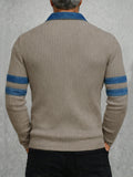 Modern Denim Patchwork Knit Polo Shirt