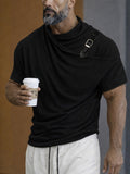Street Asymmetric Buckle Accent Draped T-Shirt
