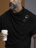 Street Asymmetric Buckle Accent Draped T-Shirt