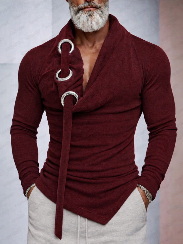 Stylish Slim Fit Eyelet Cowl Neck T-Shirt