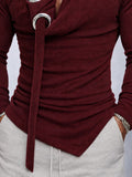 Stylish Slim Fit Eyelet Cowl Neck T-Shirt