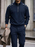 Mordern Casual Vertical Striped Matching Set