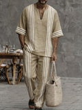 Casual Summer 100% Cotton Striped Matching Set