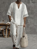 Casual Summer 100% Cotton Striped Matching Set
