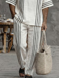 Casual Summer 100% Cotton Striped Matching Set