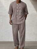 Casual Breathable Double Breasted Shirt Pants Set