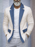 Stylish Contrast Denim Panel Knit Blazer
