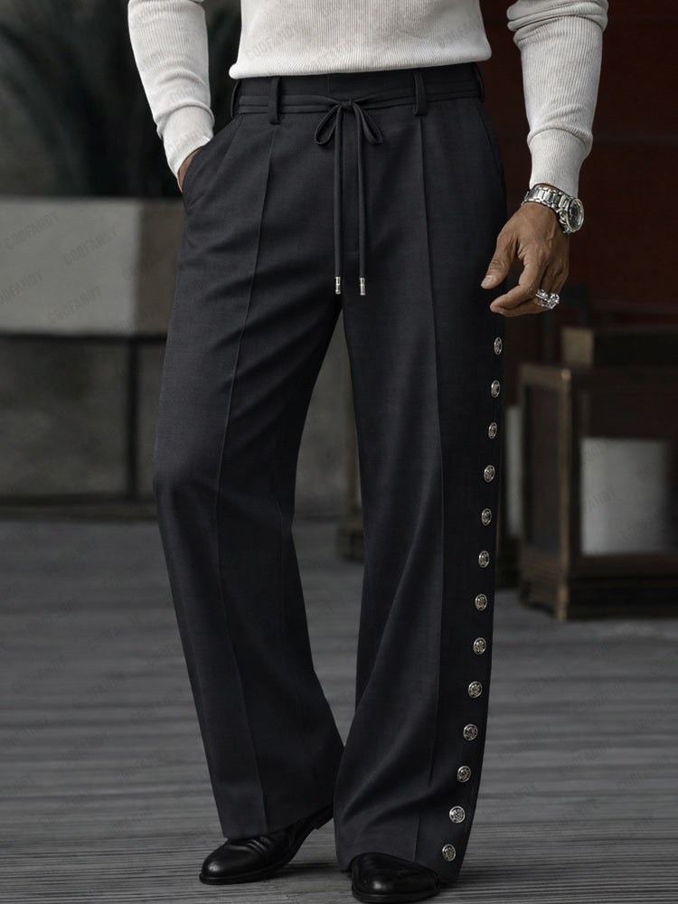 Unique Side Button Accents Drawstring Pants – COOFANDY