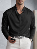 Casual Satin Cowl Neck Dress Shirt