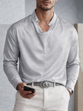 Casual Satin Cowl Neck Dress Shirt