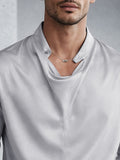 Casual Satin Cowl Neck Dress Shirt