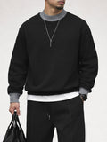Urban Casual Contrast Ribbed Sweatshirt Set