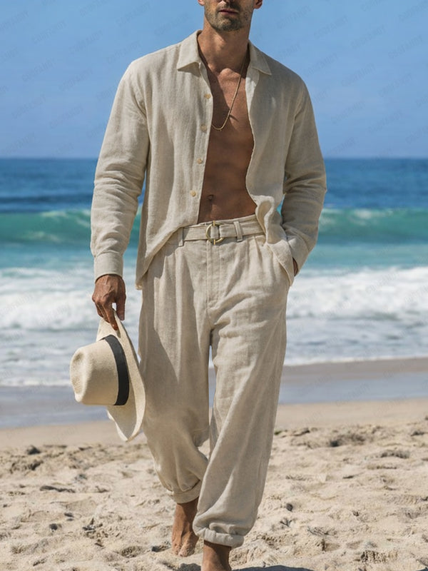 Casual Comfy 100% Cotton Shirt Pants Set