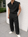 Minimalist Sleeveless Shirt Vest Pants Set