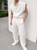 Minimalist Sleeveless Shirt Vest Pants Set