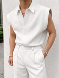 Minimalist Sleeveless Shirt Vest Pants Set
