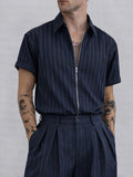 Stylish Stripe Short Sleeve Shirt Pants Set