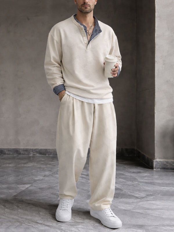 Casual Comfy Stripe Patchwork Sweatsuit Sets