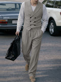 Smart Casual Double-Breasted Vest Pants Set