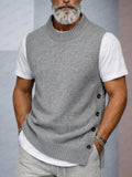 Asymmetrical Design Side Button Accents Knit Vest
