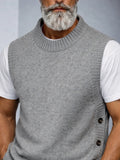Asymmetrical Design Side Button Accents Knit Vest