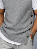Asymmetrical Design Side Button Accents Knit Vest