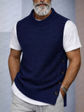 Asymmetrical Design Side Button Accents Knit Vest