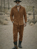 Vintage Western Tassel Suede Shirt Pants Set
