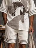 Trendy Horse Pattern 100% Cotton T-shirt Shorts Set