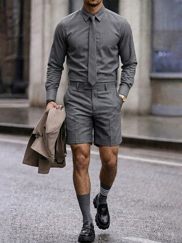 Smart Casual Shirts and Shorts Set with Tie