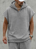 Casual Summer Raw Edge Hoodie Shorts Set