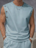 Casual Button Accent Tank Top Pants Set