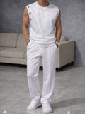 Casual Button Accent Tank Top Pants Set