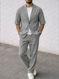 Smart Casual Short Sleeves Blazer Pants Set