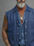 Utility Casual 100% Cotton Denim Vest